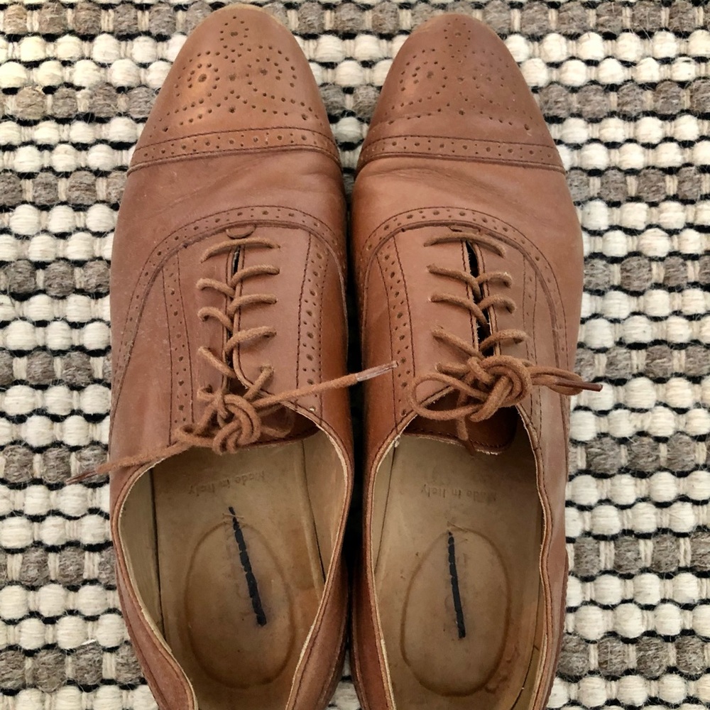 J crew brown leather oxfords